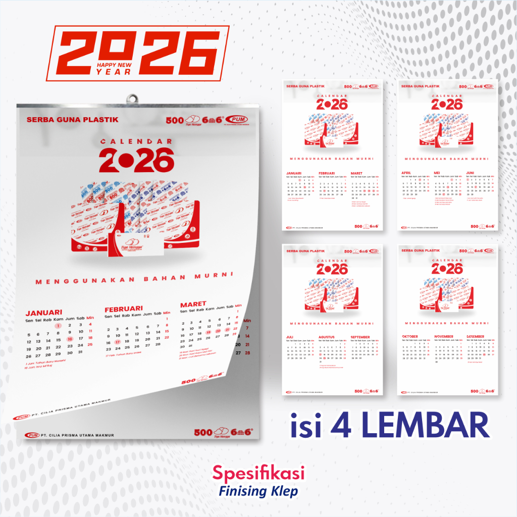 

SYAM kalender custom 2026 klep ukuran A3
