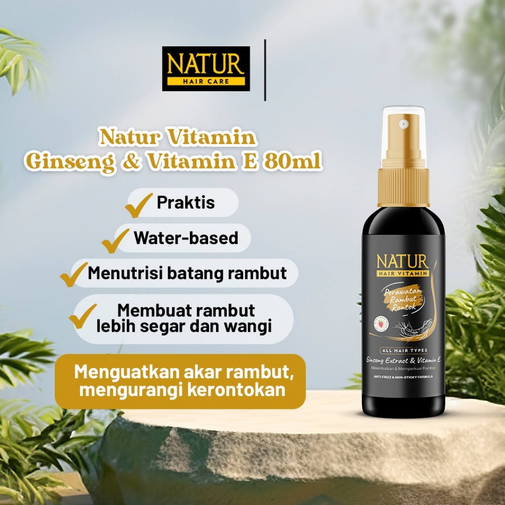 [KBM] NATUR Hair Vitamin Ginseng 80ml Vitamin Perawatan Rambut Rontok