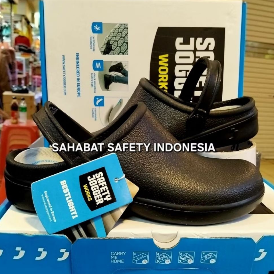 Sendal safety Jogger Bestlight oxypas warna hitam original 100% | Safety sendal Jogger Bestlight Oxy