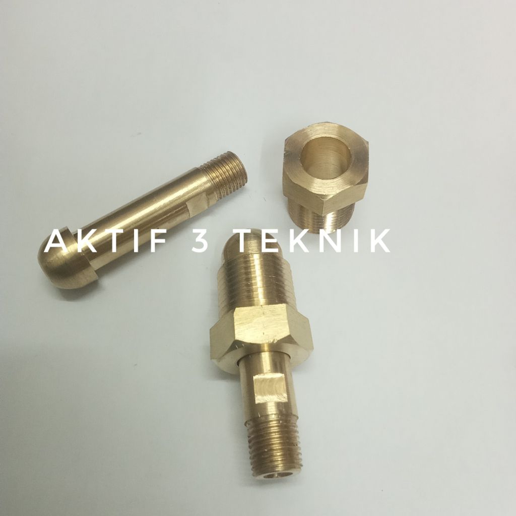neple selang tabung oksigen Kuningan drat neple 5/8" / c02-1/4"