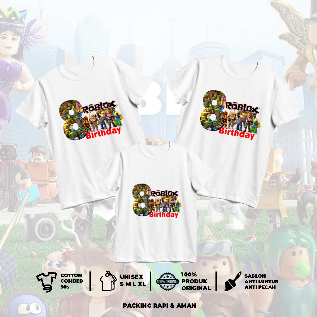ROBLOX kaos ulang tahun anak baju ultah gambar kekinian birthday ayah ibu kembaran