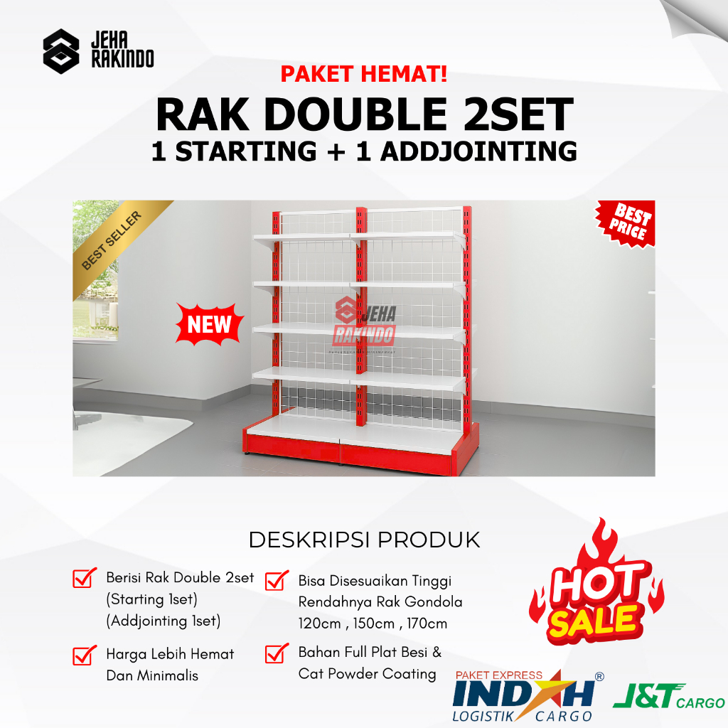 Rak Double 2SET Starting 1set + Addjointing 1set Display Rak Minimarket Supermarket - Jeha Rakindo