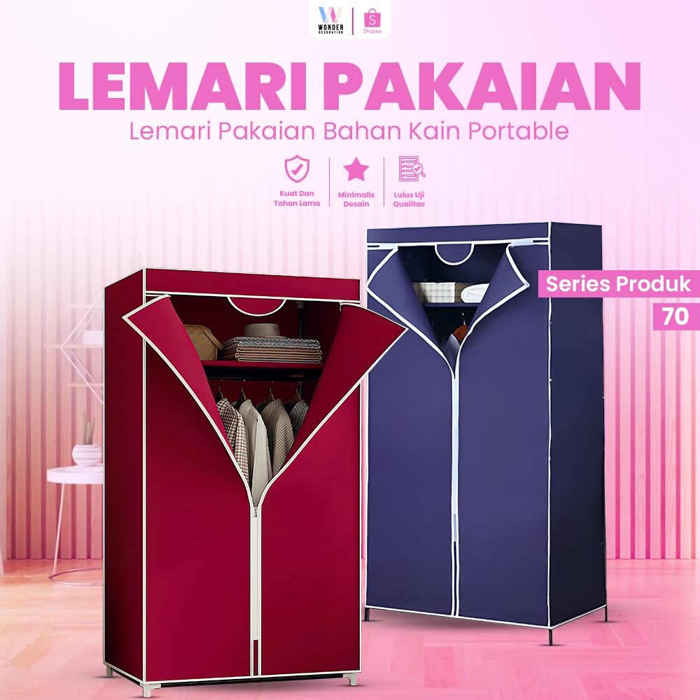 Lemari Kain Resleting Lemari Pakaian Portable Lemari Kain Minimalis Lemari Kain Dengan Resleting