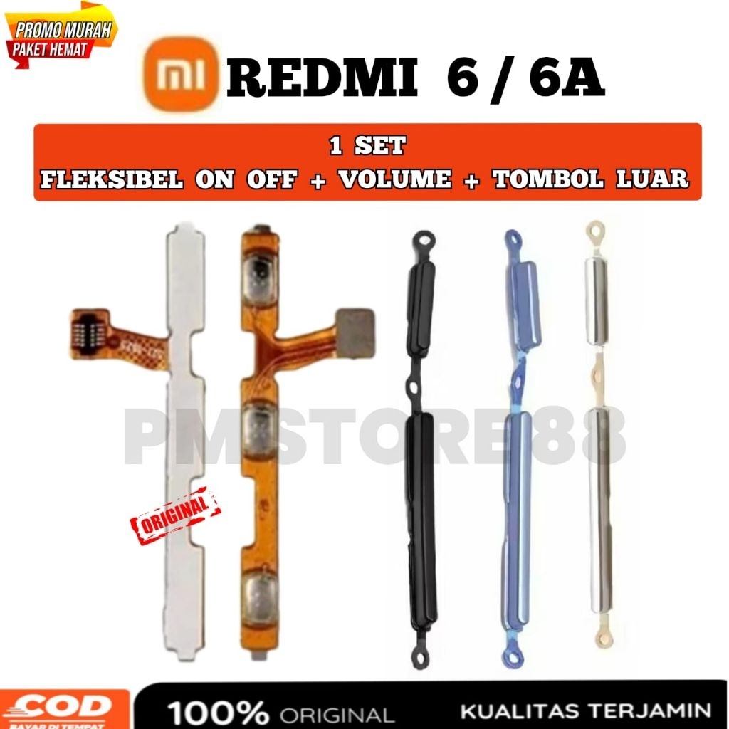 Flexible Tombol On Off Volume XIAOMI REDMI 6 / 6A - Satu Set Original Fleksibel Power On off Volume 