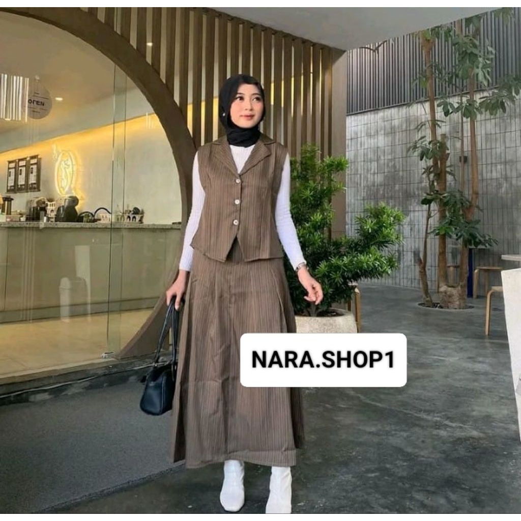 Bella vest Set-Set blezer wanita-Setelan Rok Wanita Salur-Maxi Skirt Wanita Strip-Setelan Rok dan Ro