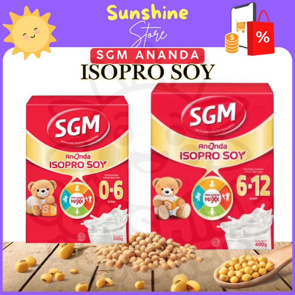 SGM Ananda ISOPRO Soya Tahap 1 (0-6 Bulan) Box - 200GR / Tahap 2 (6-12 Bulan) Box -400GR (SUSU SOYA)