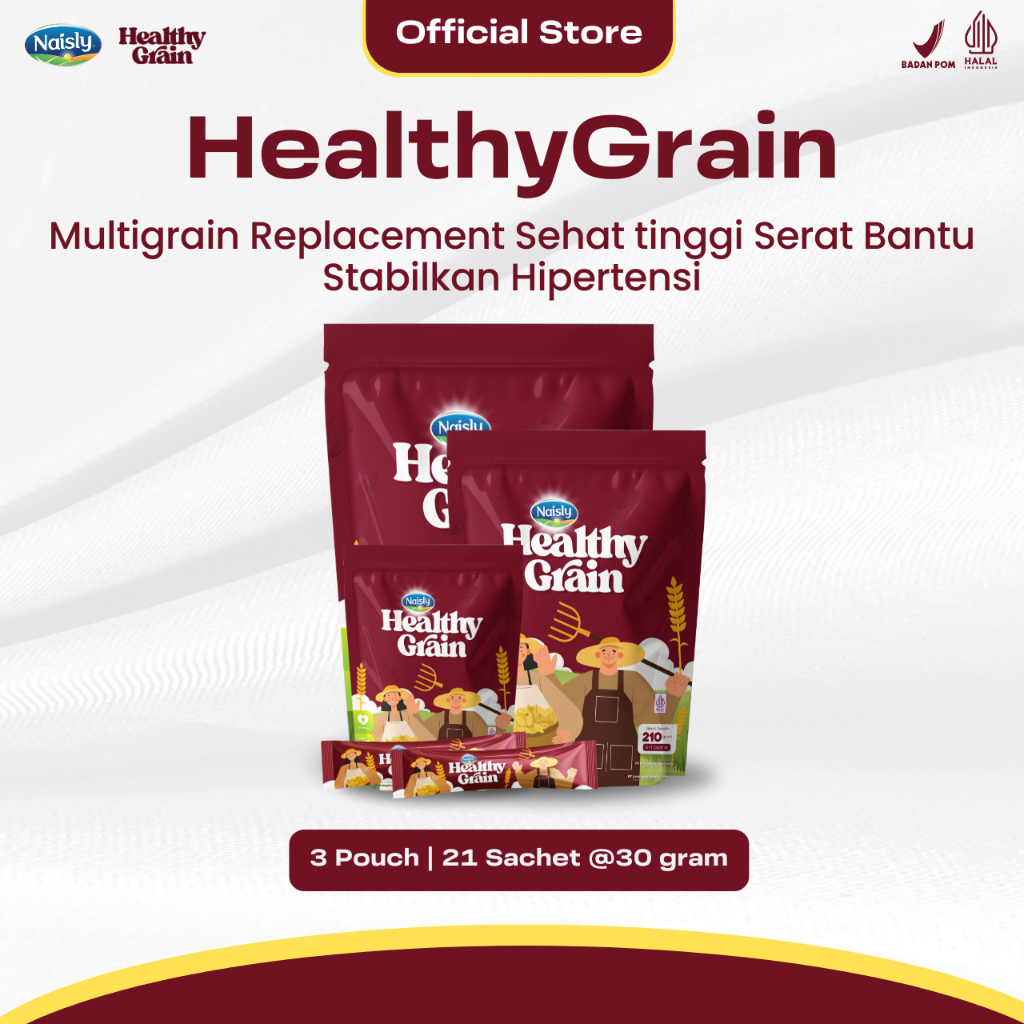 

HealthyGrain Multigrain Sehat Untuk Mengontrol Tekanan Darah & Menurunkan Hipertensi 3 Pouch