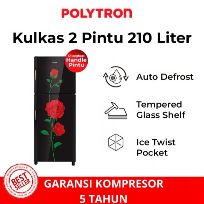 POLYTRON LEMARI ES 2 PINTU 210 LITER BELLEZA VARIA PRM 21DRX
