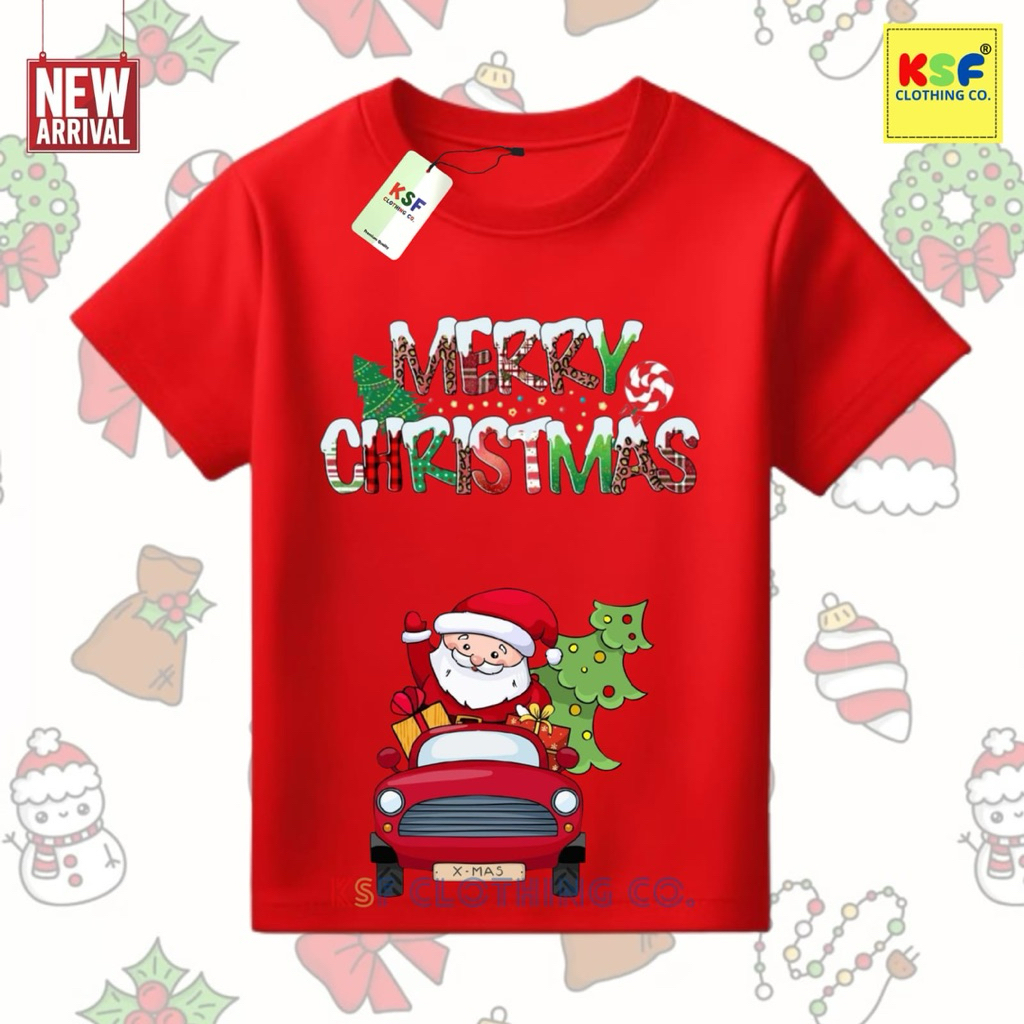 KSF - KAOS NATAL MERRY CHRISTMAS BISA UNTUK COUPLE KELUARGA, COUPLE PASANGAN DAN ANAK-ANAK / Atasan 