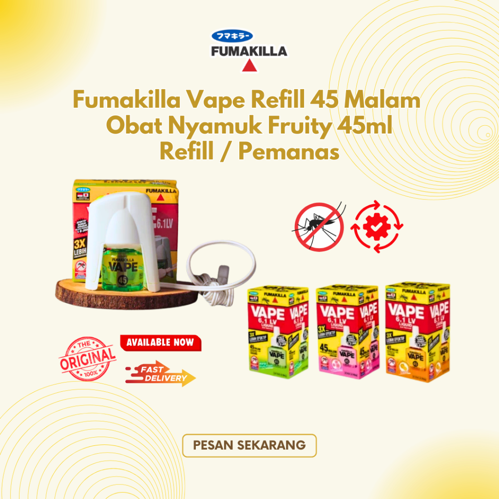 Device Vape Fumakilla Obat Nyamuk Elektrik Set Liquid 45 Malam - Refill Obat Nyamuk Elektrik