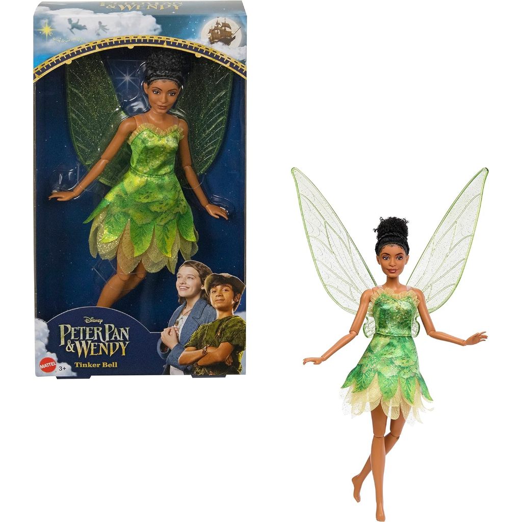 Mattel Disney Peter Pan & Wendy Toys, Tinkerbell Doll with Fairy Outfit & Wings, Collectible Inspire