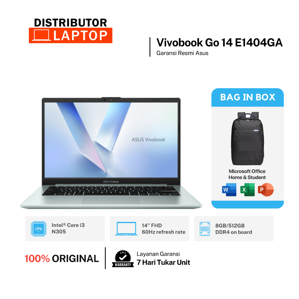 ASUS VivoBook GO 14 E1404GA i3-N305 8GB / 512GB 14" FHD WIN11