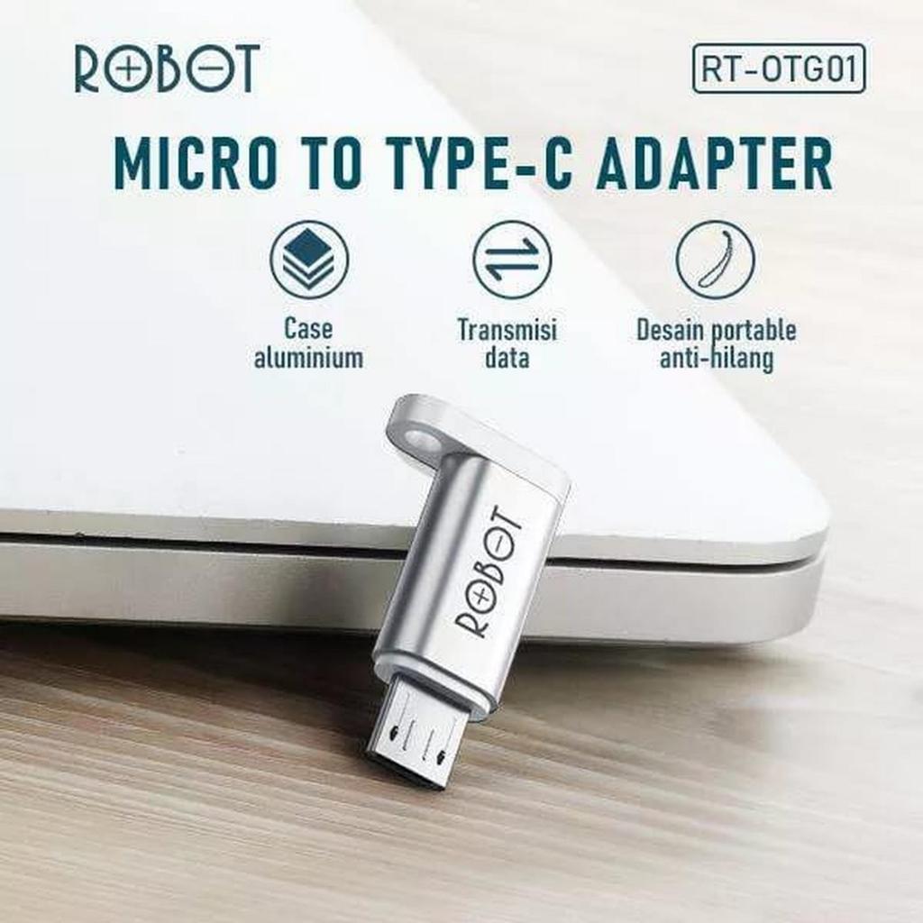 Converter OTG ROBOT RT-OTG01 OTG Micro USB To Type-C / Adapter Type C To Micro USB OTG Adaptor
