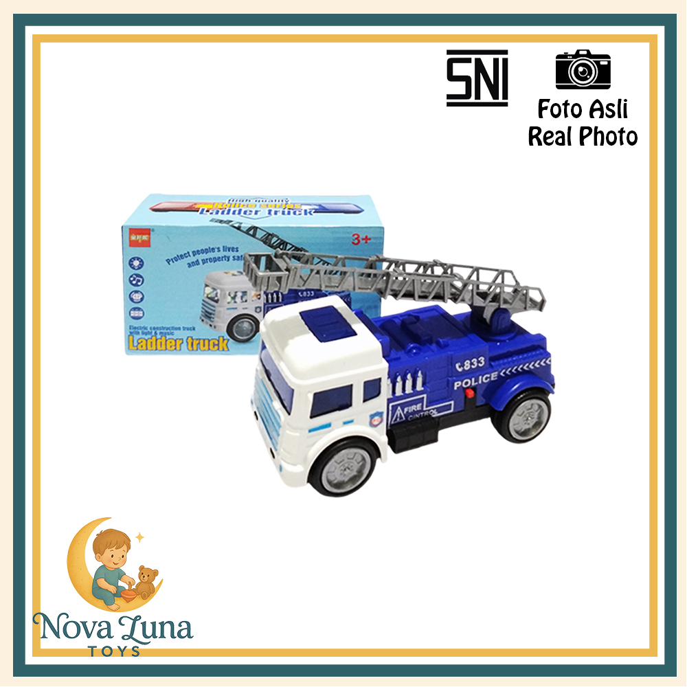 NovaLuna Mainan Anak Mobil Baterai Ladder Truck Truk Tangga Lampu Musik TY000013