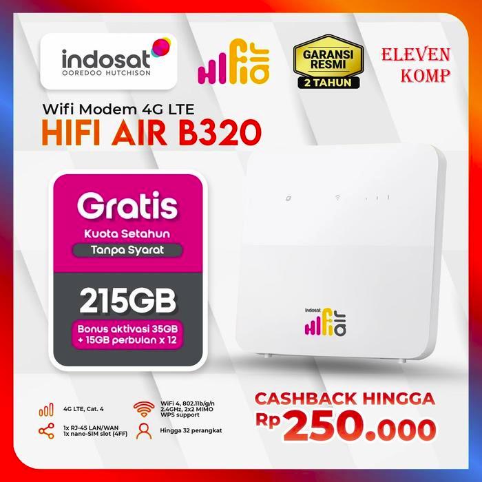Modem Huawei B320 Indosat HiFi Air 4G CPE 5s Modem Wifi 195Mbps Free Kuota 180GB Unlock All Operator