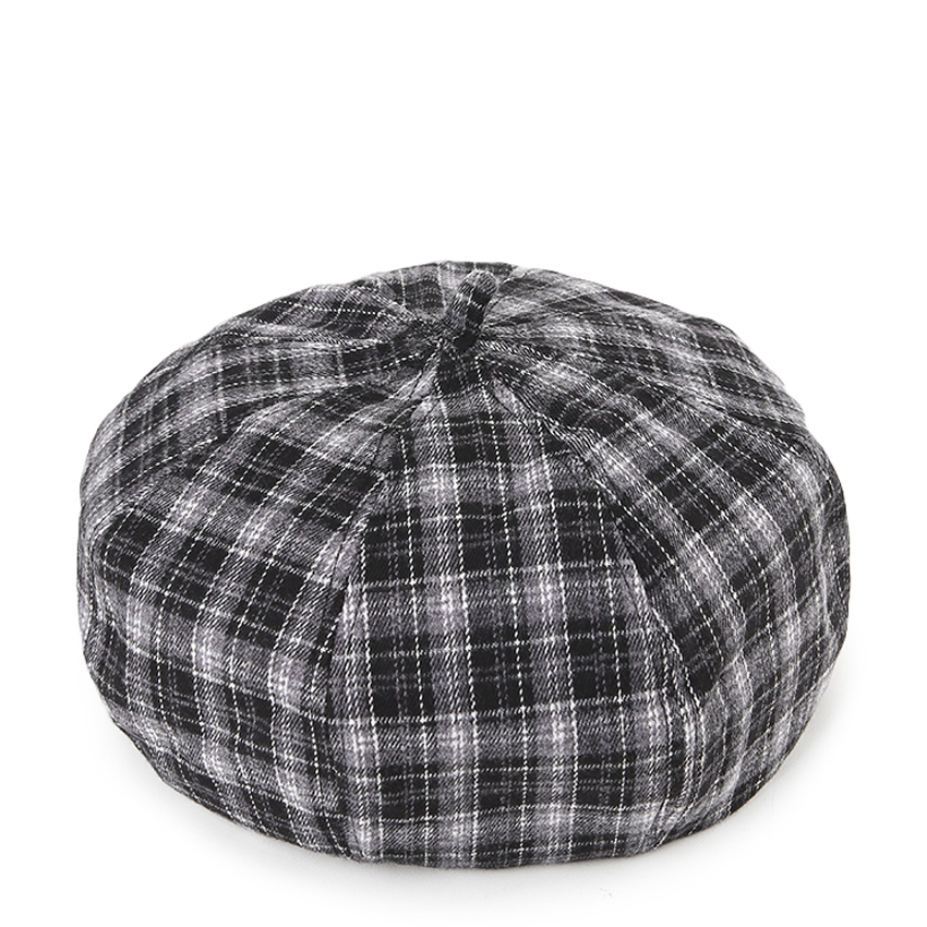 Urban State - Plaid Beret - Black Grey
