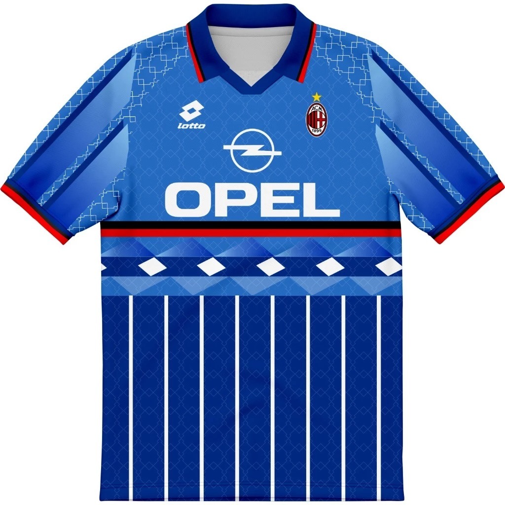 Jersey Retro/Kaos Jersey Vintage/Jersey Casual Opel Biru Ac Milan Full Printing Free Nama Dan Nomor 