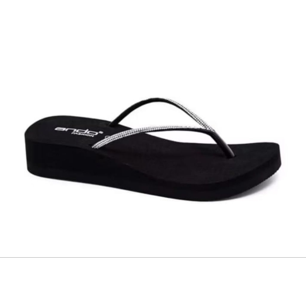 SANDAL ANDO, SANDAL ANDO TINGGI SANDAL ANDO HITAM SILVER