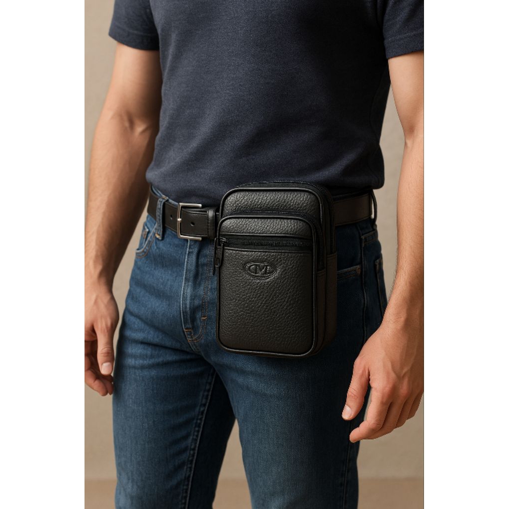 Tas Pinggang Pria Kulit Sintetis Premium | Tas HP | Tas Sabuk
