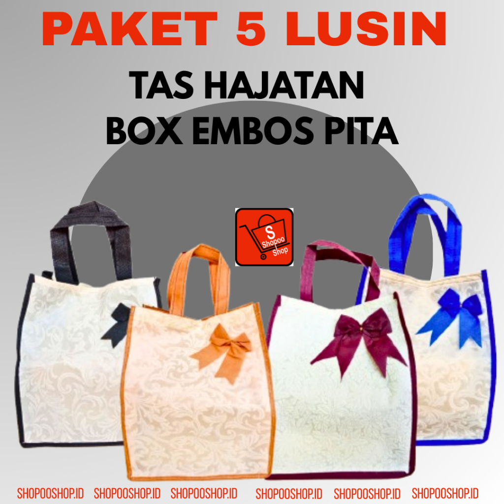(Paket 5LUSIN) Paket Combo 60 Tas Hajatan Embos | Tas Hajatan Embos | Tas Spunbond | Tas Goodiebag