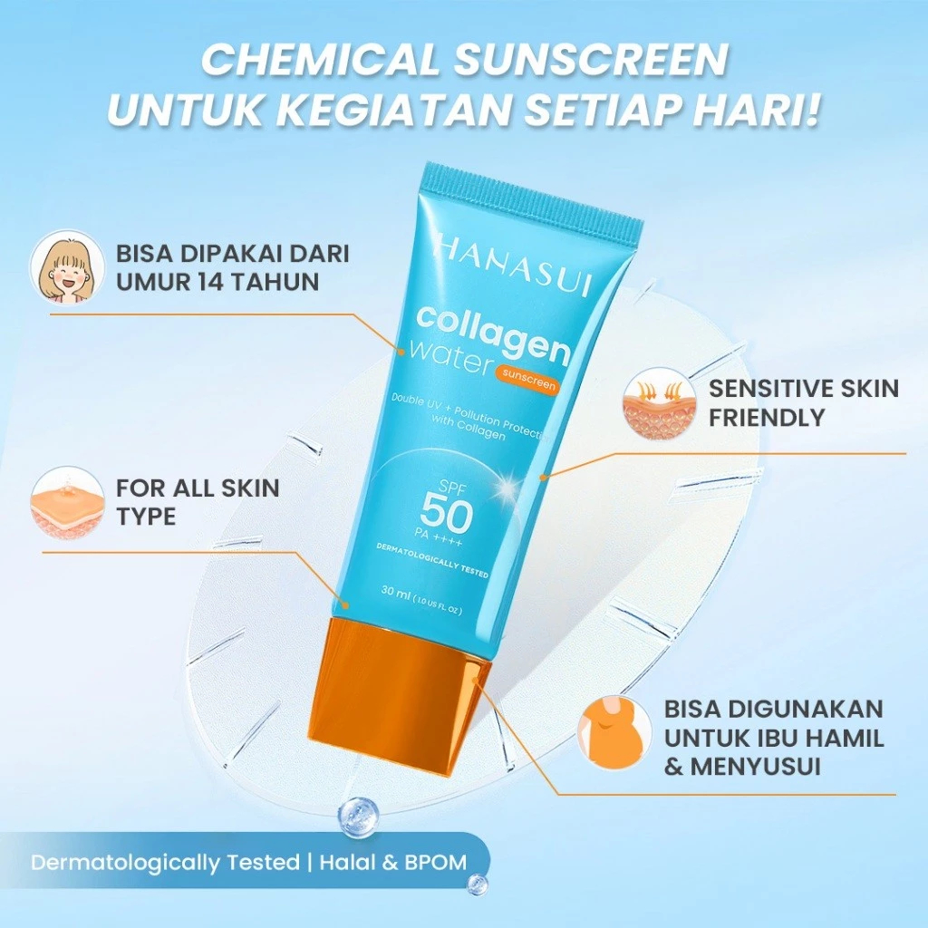 Hanasui Collagen Water Sunscreen 50 SPF PA++++ 3x Power Protection