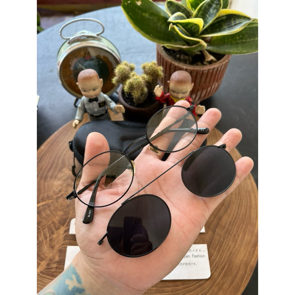 Clip On Vintage Sunglasses Brand: BLAER B-610 made in italy Frame besi black dilapisi optyl Stainles