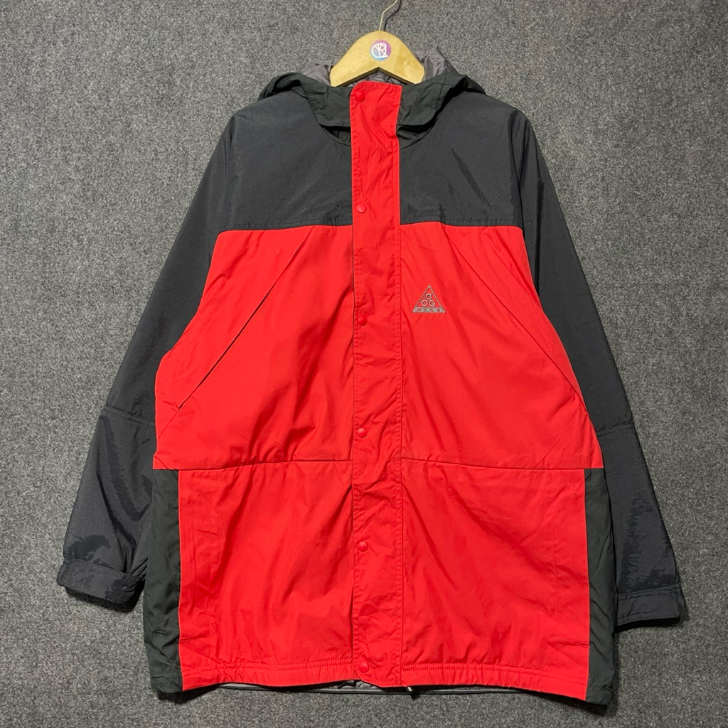 jaket parka acg nike merah hitam