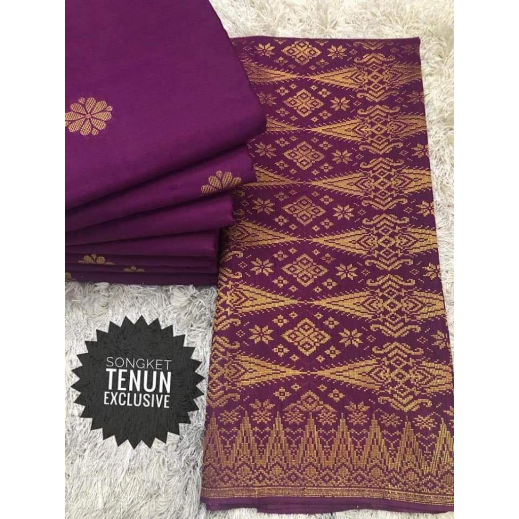 KAIN PASANG SONGKET TENUN BUNGA TABUR IMPORT MALAYSIA/SULAM SILVER DAN GOLD/UNTUK ATASAN PRIA/SET KU