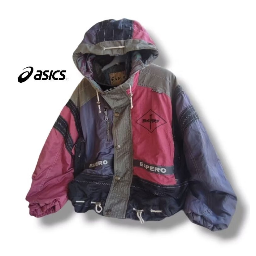 Jaket asics vintage, jaket treetone, jaket colourblock, jaket rare