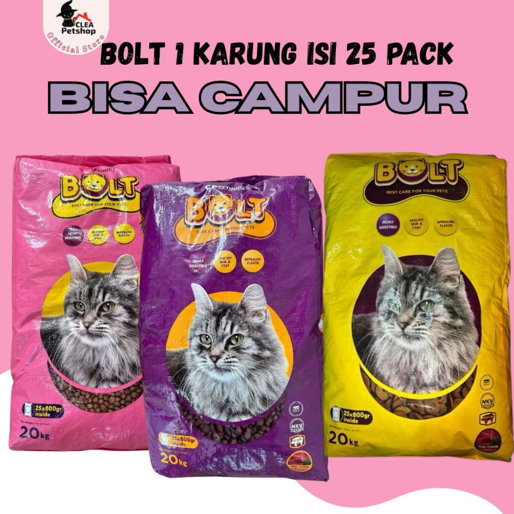 Bolt 20kg Makanan Kucing 1 Karung (bisa mix varian)