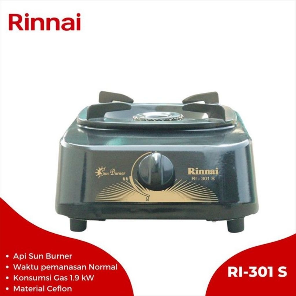 Kompor Gas Rinnai RI 301S Kompor Gas 1 Tungku RI-301 S Kompor Gas 1 Tungku Sun Burner RI301S