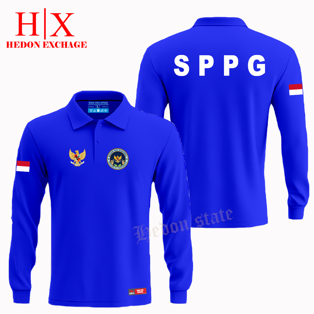 Hedon State - Poloshirt Panjang Badan Gizi Nasional Baju Kerah Seragam Pria Wanita
