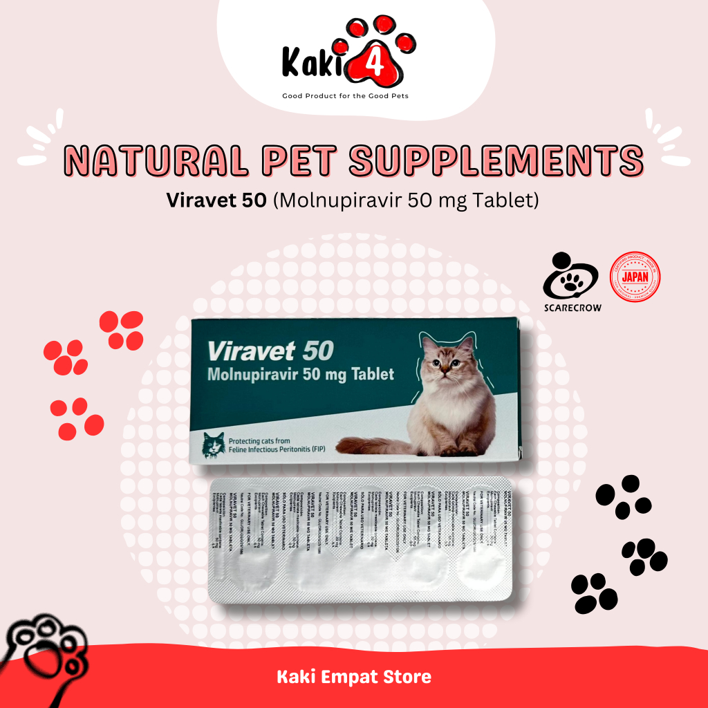 Viravet 50 Molnupiravir 50mg - Obat FIP Basah/FIP Kering Pada Kucing (1 Blister @10 Tablet)