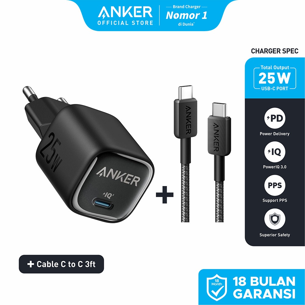 Anker Wall Charger Adaptor 25W 45W GaN Kabel for Samsung iPhone 17 16 15 PD USB Type C Fast Charging