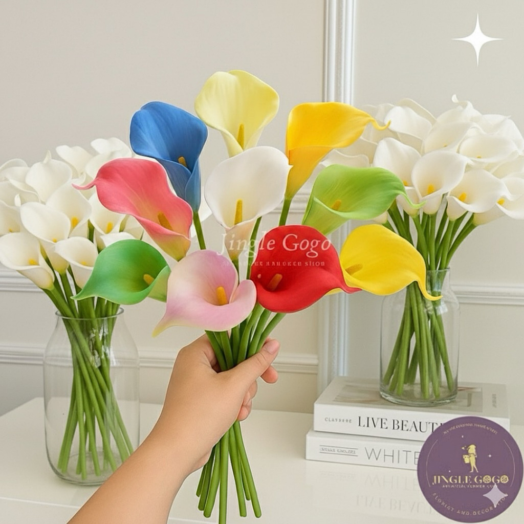 Bunga Calla Lily Artificial - Lili Latex Bunga Palsu Putih Pink Hiasan Aesthetic Buket Dekorasi A30