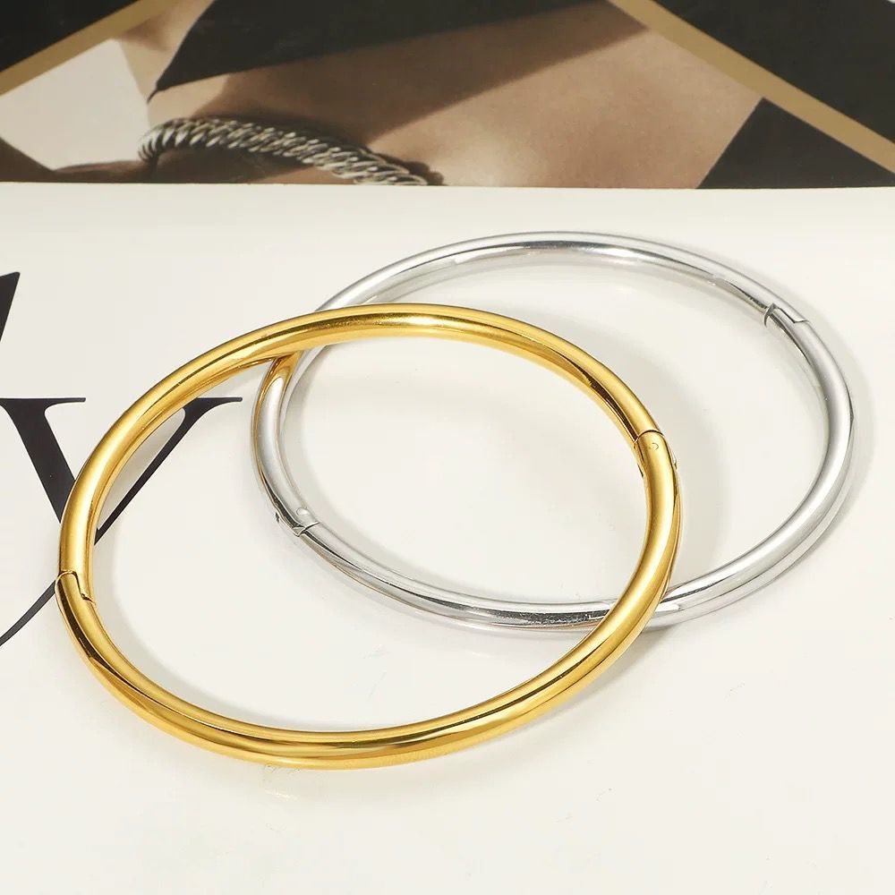 Gelang bulat polos emas gelang bangle polos titanium / gelang wanita bangle polos