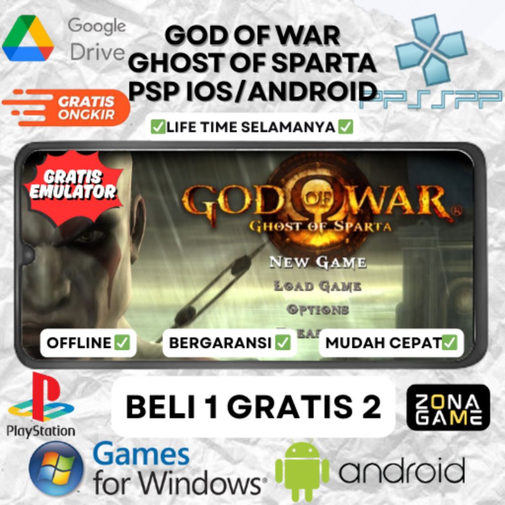 God of War Ghost of Sparta Bisa di Android / PC / IOS | Game PSP BELI 1 GRATIS 2 + Emulator
