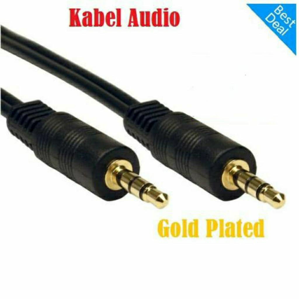 KABEL AUX 3.5mm MALE TO MALE 1.5M GOLD PLATE Cable audio stereo Speaker