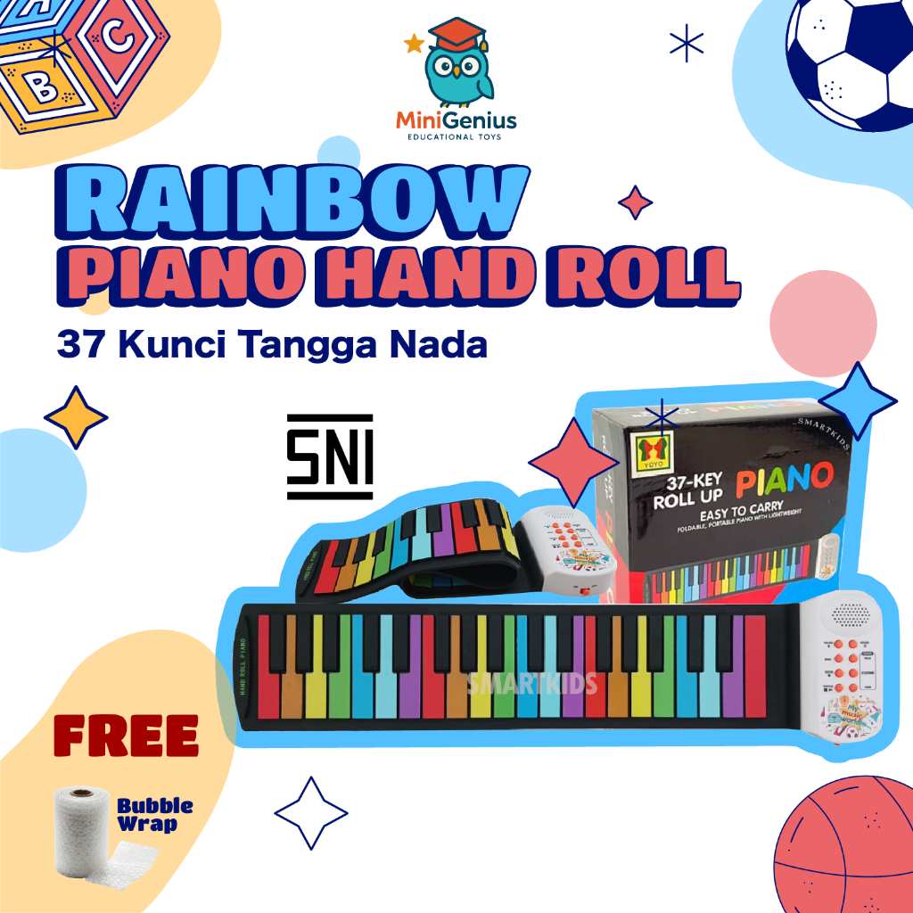 Mainan Rainbow Piano Anak Hand Roll 37 Kunci Tangga nada piano keyboard gulung edukasi musik anak