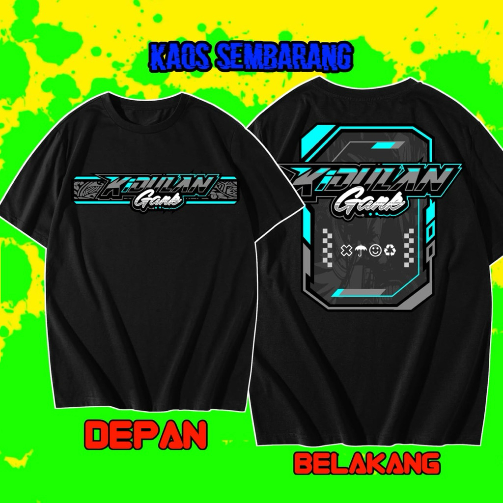 KAOS T-SHIRT KIDULAN GANK BLUE BIG FREE STIKER-KAOS KEREN KATA KATA RACING COTTON PE 24S KAOS RT KAO