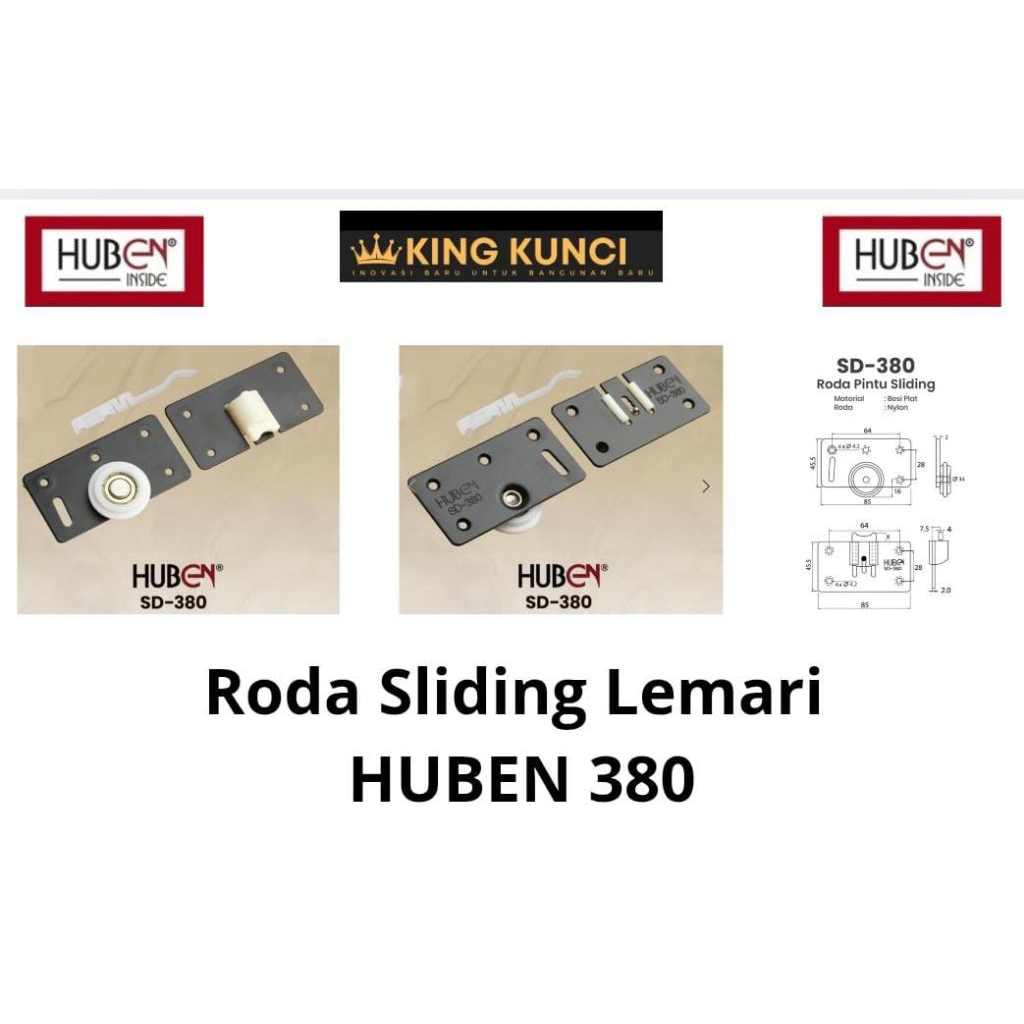 Roda Pintu Sliding SD-380 Huben / Roda Pintu Lemari Geser Huben SD 380
