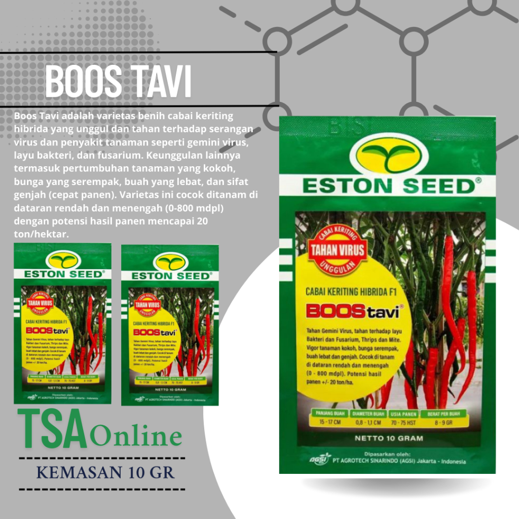 ORIGINAL BOOS TAVI EX MARET 2027- BOOS TON TAVI- Benih biji bibit Cabai cabe Keriting Hibrida Anti V