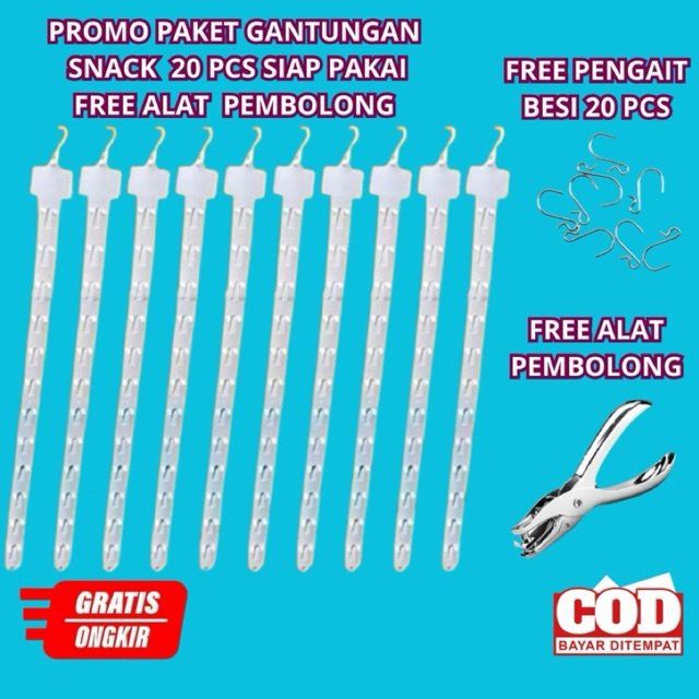 PROMO 20 PCS GANTUNGAN SNACK FREE PEMBOLONG SNACK GANTUNGAN SNACK WARUNG CANTOLAN SNACK GANTUNGAN ST
