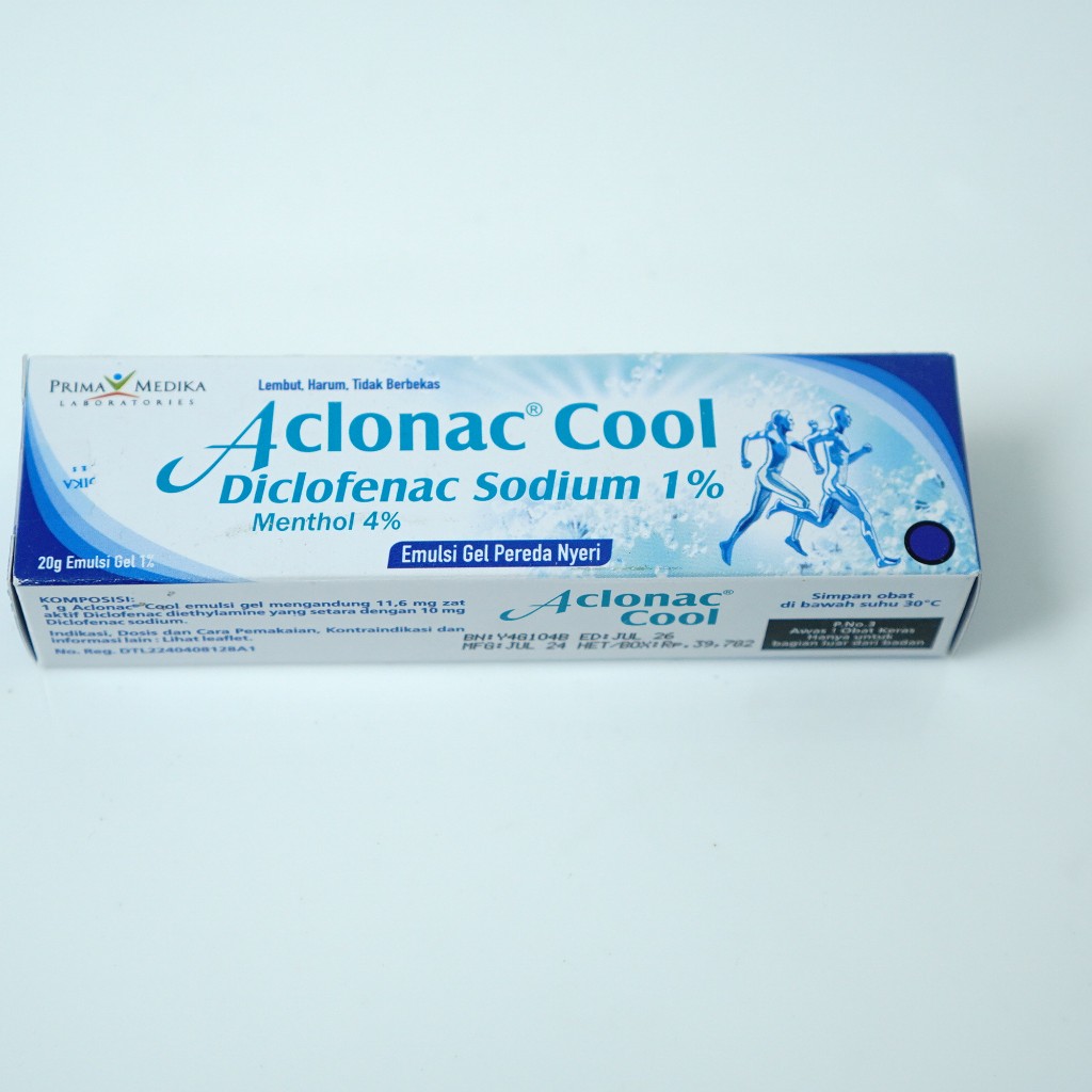 Aclonac Cool - Emulsi Gel Pereda Nyeri 20 g / Diclofenac Diethylamine / Diclofenac Sodium