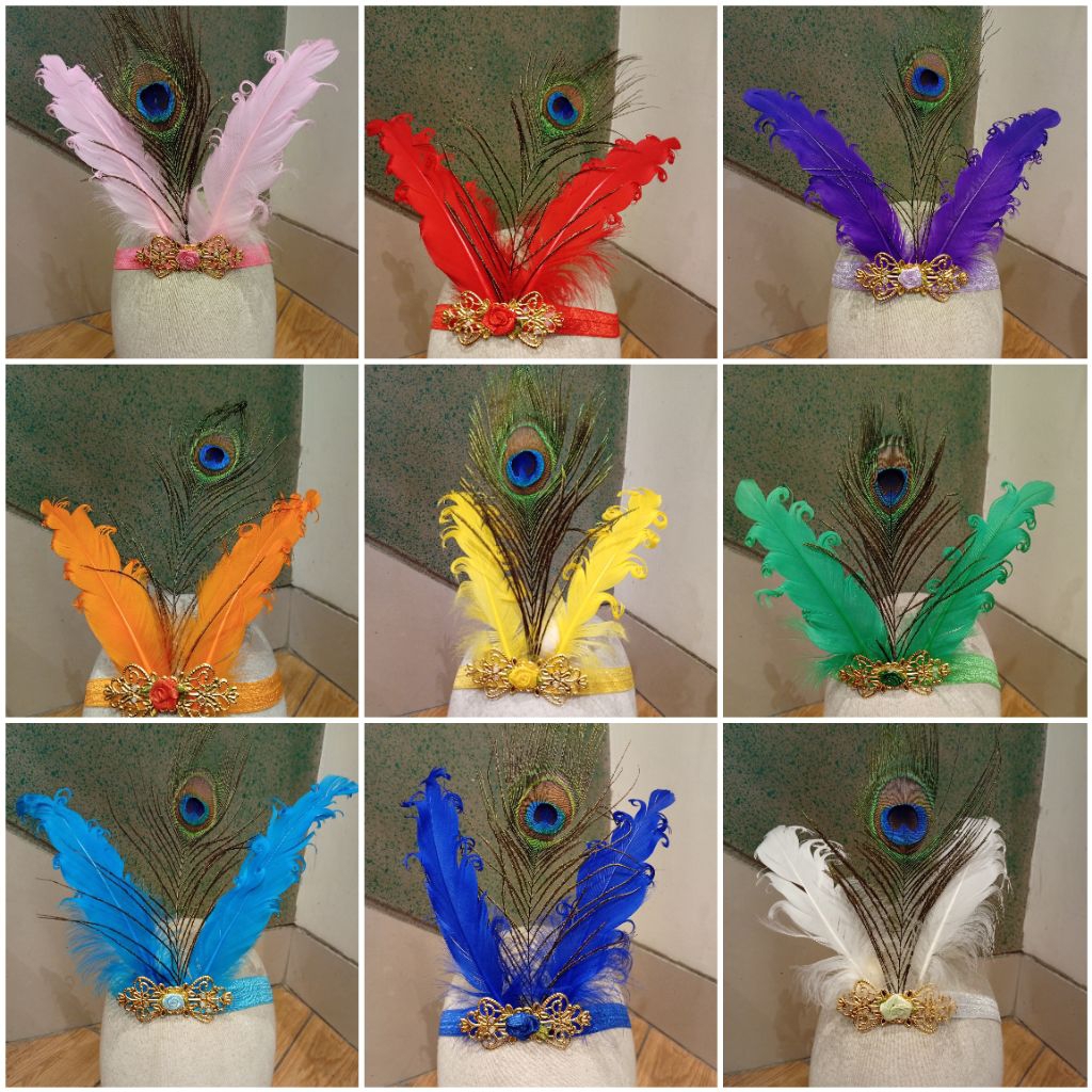 HEADBAND BULU KARNAVAL / BANDANA BULU HIAS KOSTUM / HEADBAND MAHKOTA KEPALA BULU MERAK BULU KRITING 