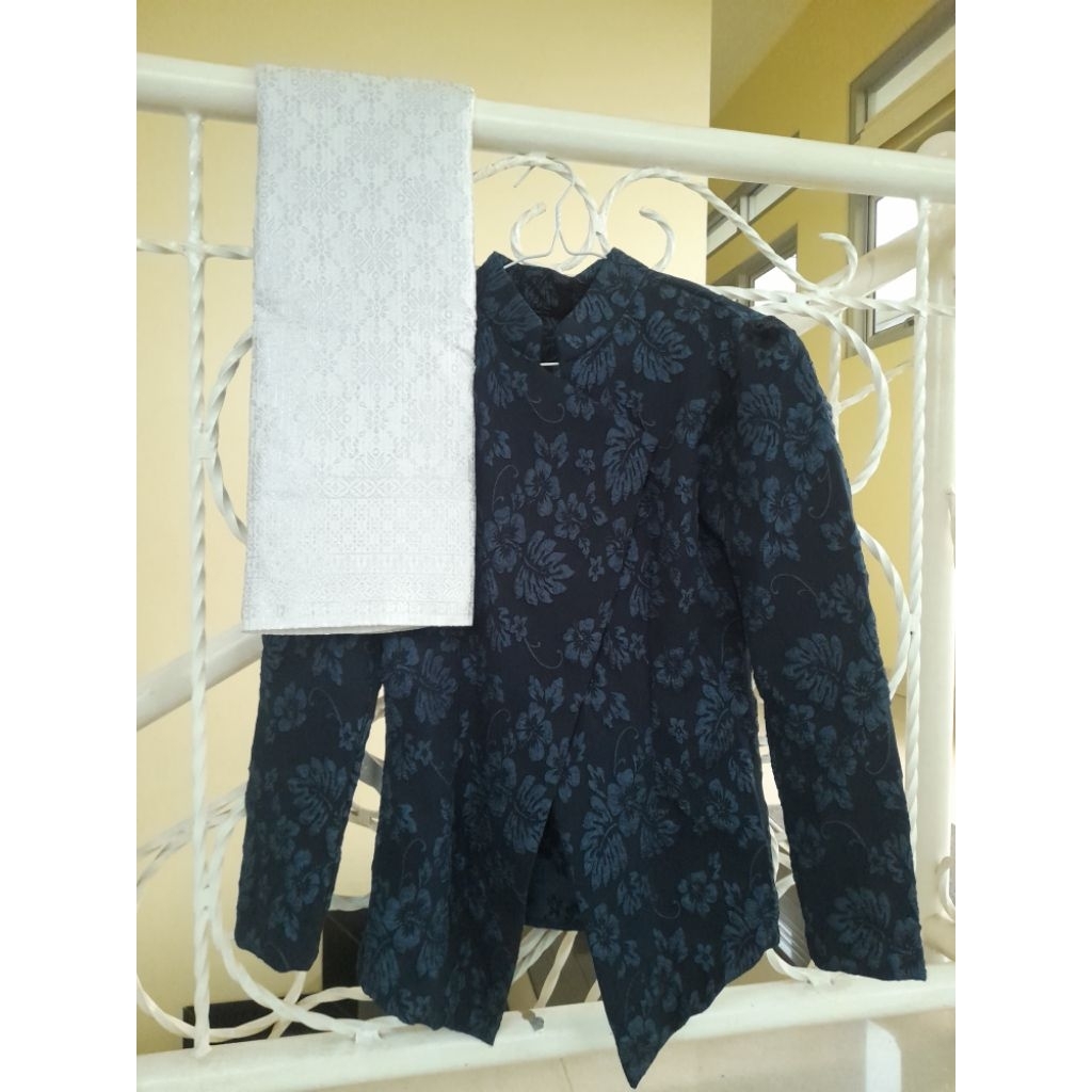 (NEGO) Set Kebaya Janggan Biru Emerald & Rok Songket Silver  ~Kebaya Kekinian #Klasik #Elegan