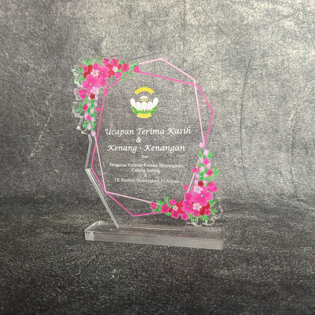 Plakat Bunga, Plakat Akrilik Yayasan, Plakat Yayasan Bunga, Plakat Custom Bunga, Plakat Vandel Bunga