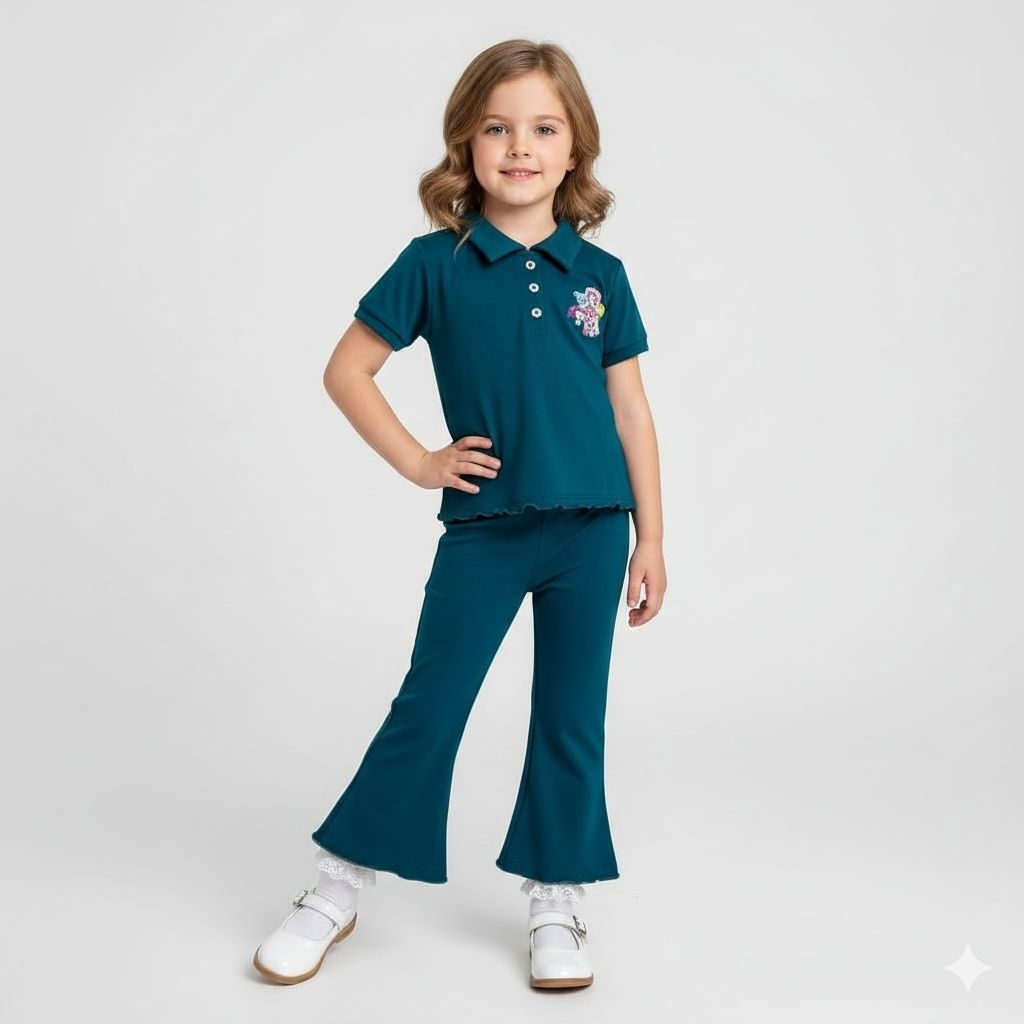 Setcel anak perempuan kerah usia 1-8 tahun Sablon DTF