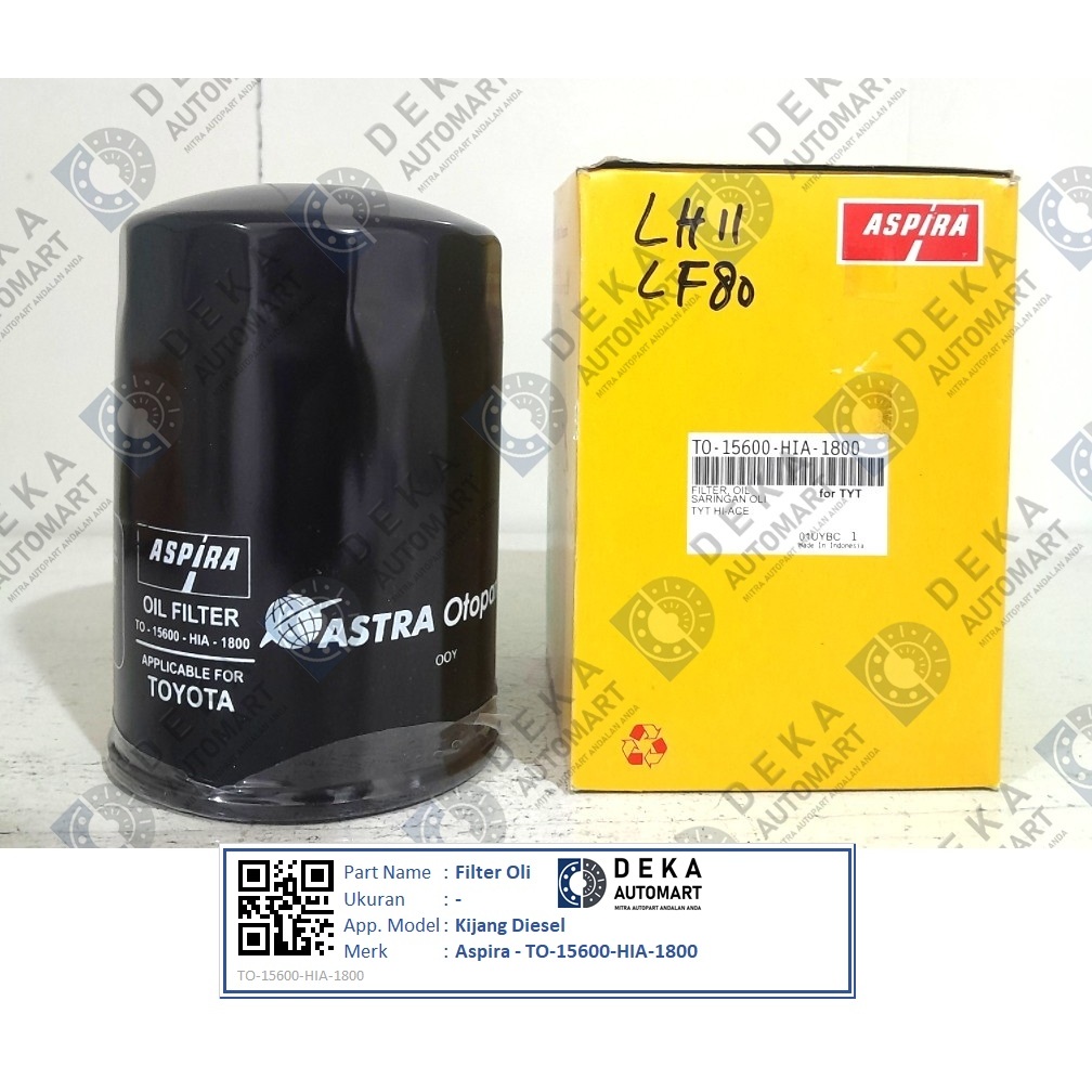 Filter Oli - Aspira untuk Kijang Diesel (TO-15600-HIA-1800)