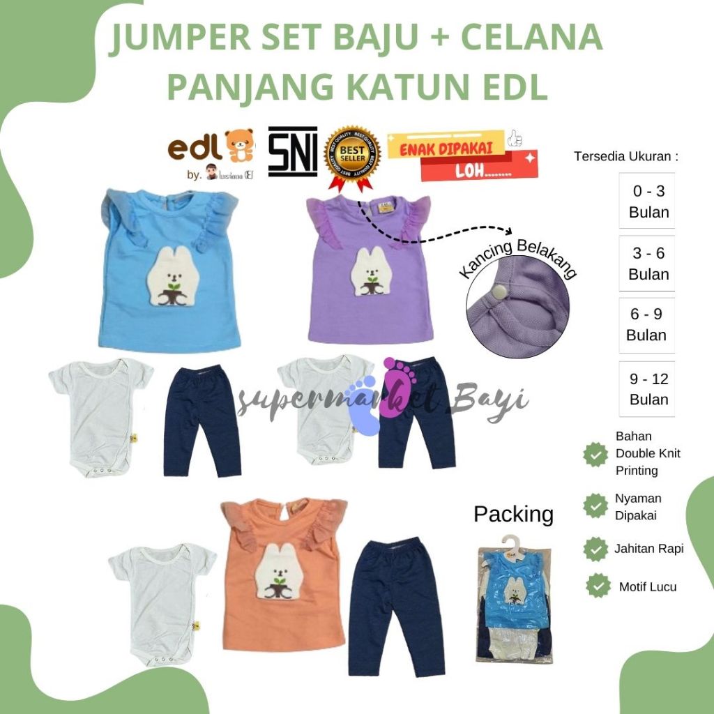 Jumper Set Baju + Celana Panjang Katun EDL / Jumper / Jumper Set Baju / 330157 / Baju Set Anak Murah